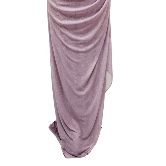 Alex Evenings Mauve Patty Dress Sparkle Draped Gown Cold-Shoulder Size 16 Wear - Picture 6 of 11